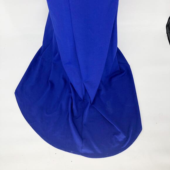 LA FEMME 28176 Women's Jersey Gown Size 8 Royal Blue Maxi Dress One-Shoulder - Picture 9 of 16